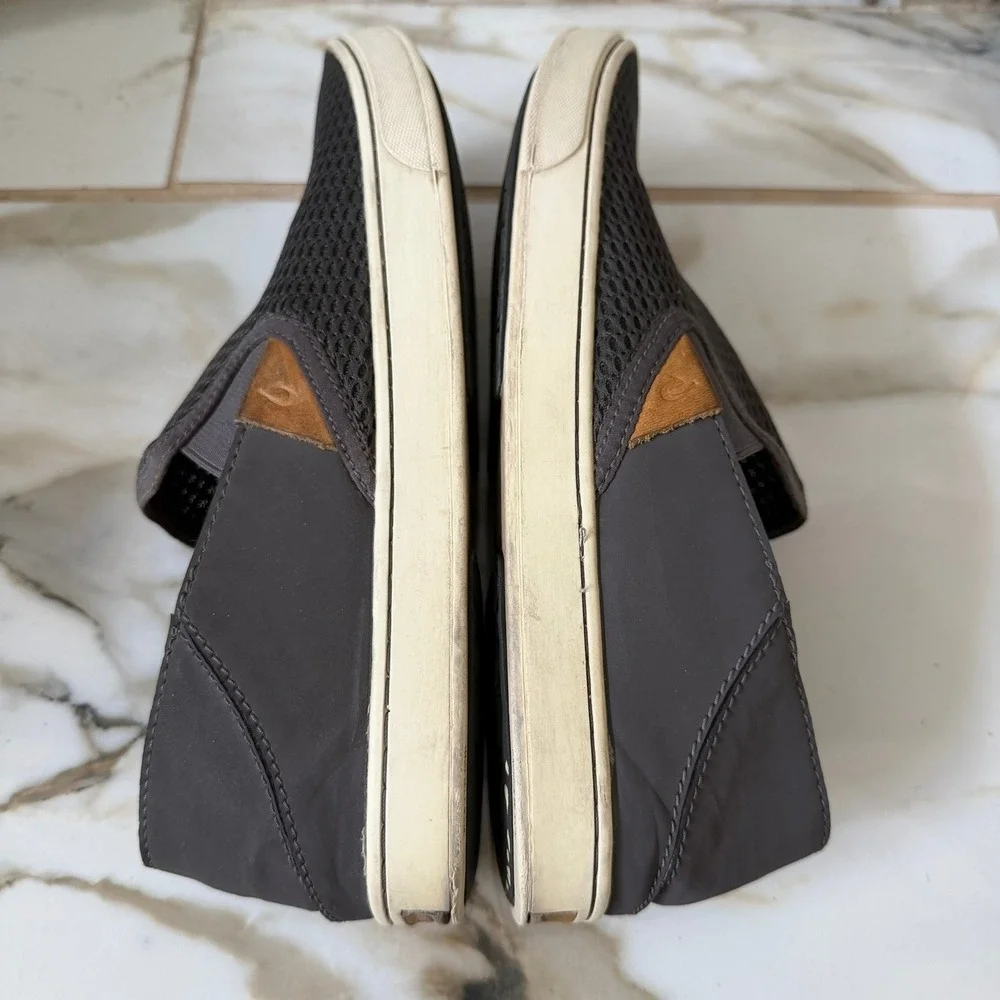 OluKai Gray Mesh Slip-On Loafers